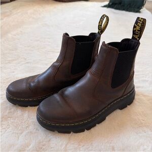 Authentic Dr. Doc Martens Adult Embury Leather Boots Brown Chelsea Slip Ons